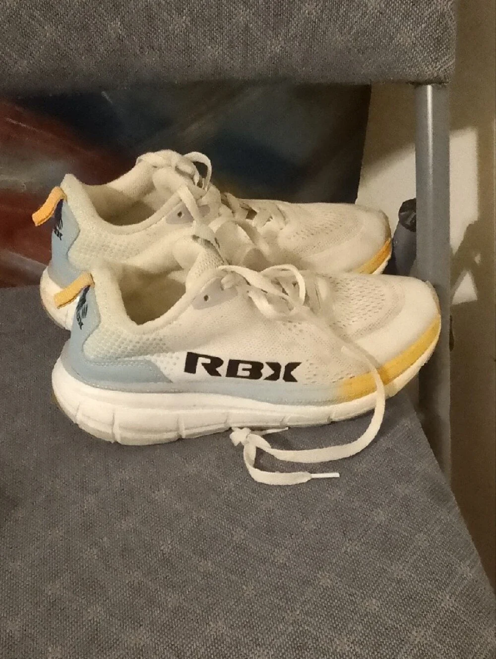 White and Yellow Men’s Running Sneakers